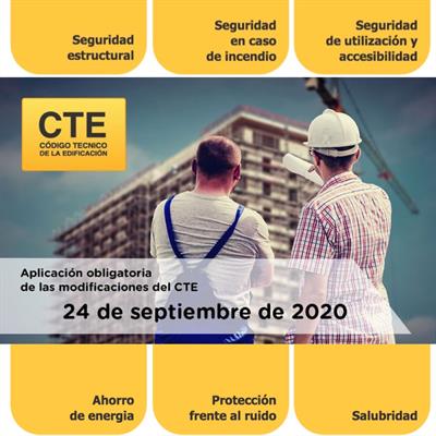 El 24 de septiembre entra en vigor la aplicación obligatoria de las modificaciones del CTE